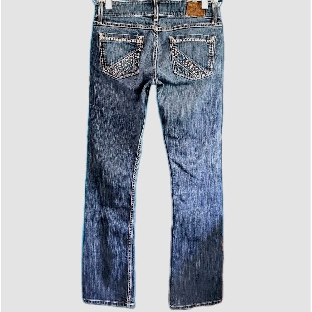 BKE Stella Slim Bootcut Jeans Womens 27 R Blue Denim Rhinestone Embellished Y2K